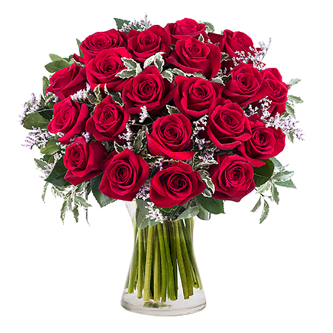 Μπουκέτο Τριαντάφυλλα Κόκκινα 21τμχ Λεπτομέρεια Πρασινάδα