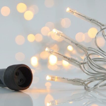 Χριστουγεννιάτικα Λαμπάκια 100 LED Διάφανο Καλώδιο Θερμό Φως Επεκτεινόμενα Εξωτερικού Χώρου 31W