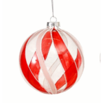 Χριστουγεννιάτικη Μπάλα Γυάλινη Διάφανη Κόκκινη Γκλίτερ Λευκό 10εκ
