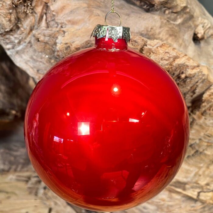 Χριστουγεννιάτικη Μπάλα Γυάλινη Κόκκινη Γυαλιστερή 10εκ