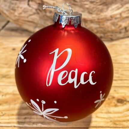 Χριστουγεννιάτικη Μπάλα Γυάλινη Κόκκινη Peace 10εκ