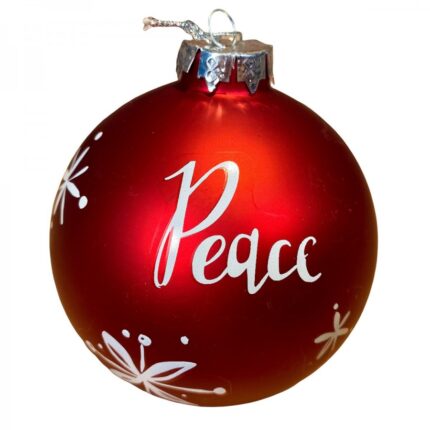 Χριστουγεννιάτικη Μπάλα Γυάλινη Κόκκινη Peace 10εκ