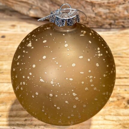 Χριστουγεννιάτικη Μπάλα Γυάλινη Μόκα Χιονισμένη 10εκ