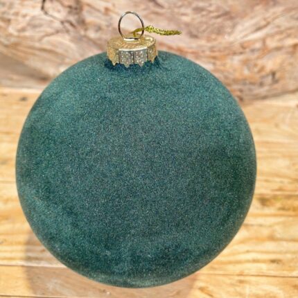 Χριστουγεννιάτικη Μπάλα Γυάλινη Πράσινη Βελούδινη 12εκ
