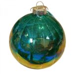 Χριστουγεννιάτικη Μπάλα Γυάλινη Πράσινο Μπλε Ιριδίζουσα 12εκ
