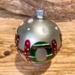 Χριστουγεννιάτικη Γυάλινη Μπάλα Ασημί Λευκό Πουά "Ho Ho Ho" Γκλίτερ 8εκ