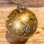 Χριστουγεννιάτικη Γυάλινη Μπάλα Χρυσή Ασημί Φύλλα Πέρλες Γκλίτερ 10εκ