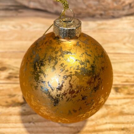 Χριστουγεννιάτικη Γυάλινη Μπάλα Χρυσή Φύλλα Χρυσού 8εκ