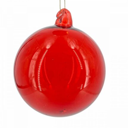 Χριστουγεννιάτικη Γυάλινη Μπάλα Διάφανη Κόκκινη 10εκ