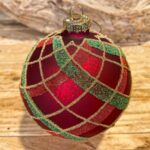 Χριστουγεννιάτικη Γυάλινη Μπάλα Κόκκινη Πράσινες Χρυσές Κόκκινες Πέρλες 10εκ