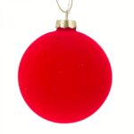 Χριστουγεννιάτικη Γυάλινη Μπάλα Κόκκινη Βελούδινη 10εκ