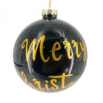 Χριστουγεννιάτικη Γυάλινη Μπάλα Μαύρη Χρυσό Κείμενο "Merry Christmas" 10εκ