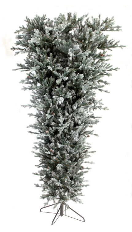 Χριστουγεννιάτικο Δέντρο Ανάποδο Παγωμένο Έλατο Plastic Κουκουνάρι 2.10μ