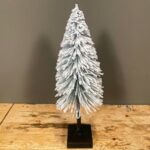 Χριστουγεννιάτικo Δέντρο Χιονισμένο Ξύλινη Μαύρη Βάση Λαμπάκια 52εκ
