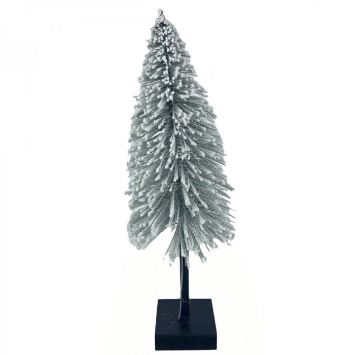 Χριστουγεννιάτικo Δέντρο Χιονισμένο Ξύλινη Μαύρη Βάση Λαμπάκια 52εκ