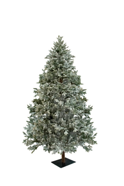 Χριστουγεννιάτικο Δέντρο Έλατο Χιονισμένο Plastic Φύλλωμα Φυσικός Κορμός 2.40μ