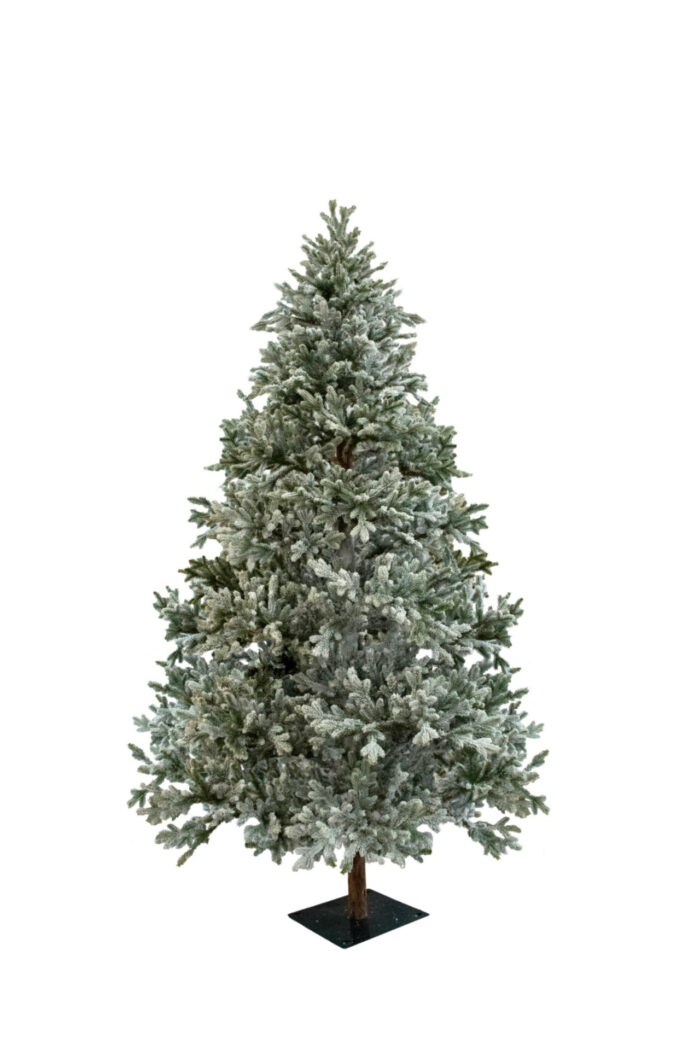 Χριστουγεννιάτικο Δέντρο Έλατο Χιονισμένο Plastic Φύλλωμα Φυσικός Κορμός 1.80μ