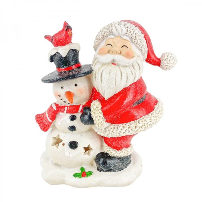 Χριστουγεννιάτικo Διακοσμητικό Κεραμικό Άι Βασίλης Χιονάνθρωπος Πουλάκι 16*11εκ