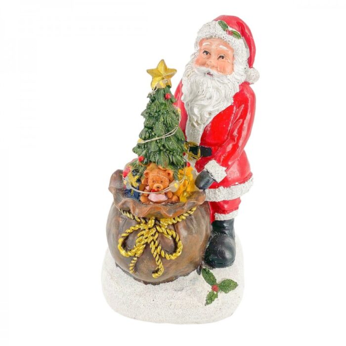 Χριστουγεννιάτικo Διακοσμητικό Κεραμικό Άι Βασίλης Σάκος Με Δέντρο 16*8εκ