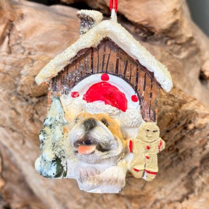 Χριστουγεννιάτικο Στολίδι Κεραμικό Σκυλάκι Σπιτάκι Μπισκότο 6*7εκ