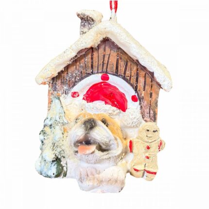 Χριστουγεννιάτικο Στολίδι Κεραμικό Σκυλάκι Σπιτάκι Μπισκότο 6*7εκ