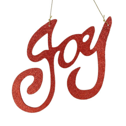 Χριστουγεννιάτικo Στολίδι Κόκκινο Πλαστικό "Joy" Γκλίτερ 13*17εκ