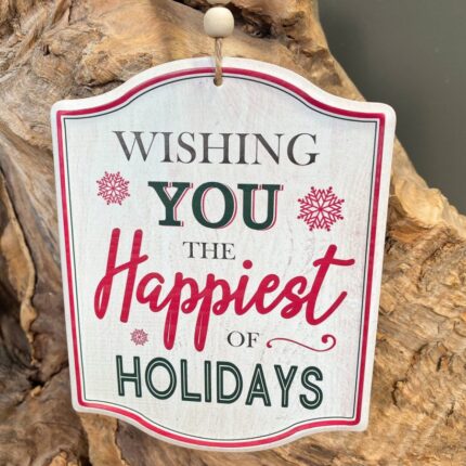 Χριστουγεννιάτικo Στολίδι Μεταλλική Πινακίδα Wishing You The Happiest Of Holidays
