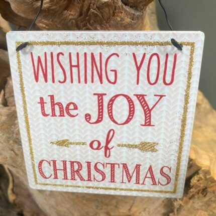 Χριστουγεννιάτικο Στολίδι Μεταλλική Ταμπέλα "Wishing You The Joy Of Christmas" 10εκ