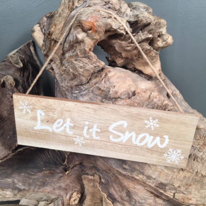 Χριστουγεννιάτικο Στολίδι Ξύλινη Πινακίδα "Let it Snow"