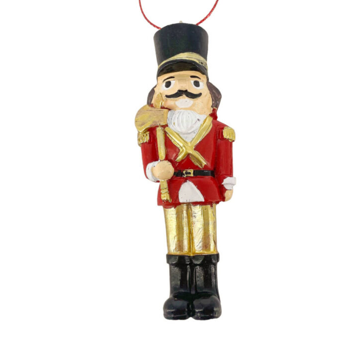 Χριστουγεννιάτικo Στολίδι Ξύλινος Καρυοθραύστης Κόκκινα Χρυσά Ρούχα 10*3.5εκ