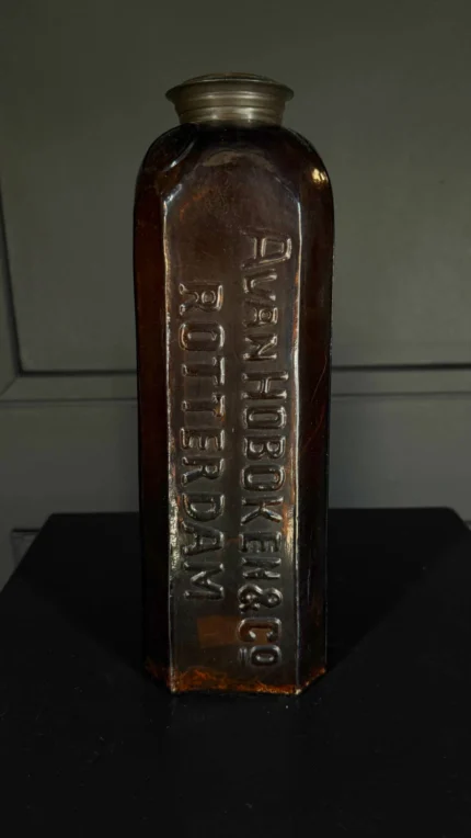 Διακοσμητικό Βάζο Γυάλινο Μπουκάλι Μεταλλικό Καπάκι 35εκ