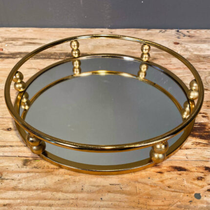 Δίσκος Γάμου Χρυσός Μεταλλικός Στρογγυλός με Καθρέφτη 30*6εκ
