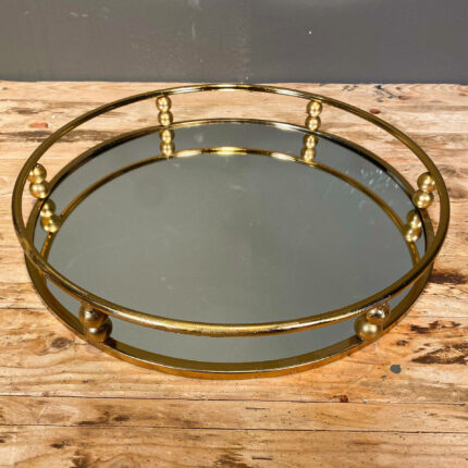 Δίσκος Γάμου Χρυσός Μεταλλικός Στρογγυλός με Καθρέφτη 38*6εκ
