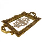 Δίσκος Γάμου Vintage Κεραμικός Χρυσός με Καθρέφτη 37*22εκ