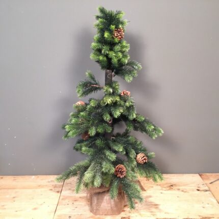 Μικρό Χριστουγεννιάτικο Δέντρο Slim Plastic Φύλλωμα Βάση Τσουβάλι 105εκ