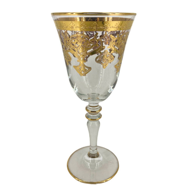 Ποτήρι Γάμου Κρασιού Κρυστάλλινο Διάφανο Χρυσό Σχέδιο 20εκ