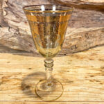 Ποτήρι Γάμου Κρασιού Κρυστάλλινο Πράσινο Χρυσό Σχέδιο 20εκ