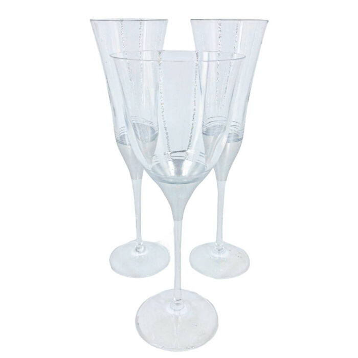 Ποτήρια Γάμου Κρασιού & Σαμπάνιας Κρυστάλλινο Ασημί Σχέδιο 23εκ & 25εκ