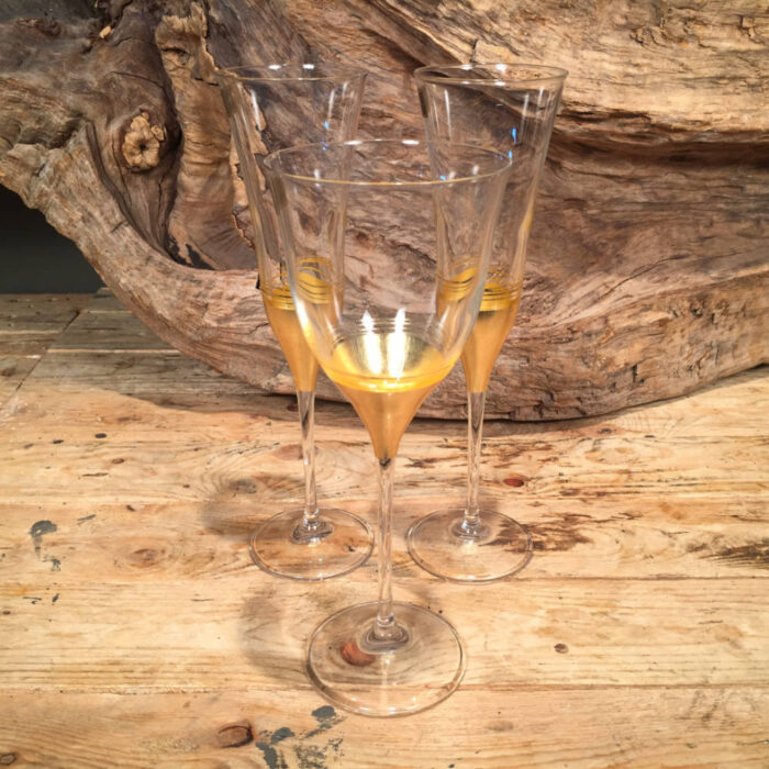 Ποτήρια Γάμου Κρασιού & Σαμπάνιας Σετ Κρυστάλλινα Χρυσό Σχέδιο 23εκ & 25εκ