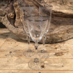 Ποτήρια Γάμου Σετ Σαμπάνιας & Κρασιού Ασημί Χείλος Σχέδιο Λουλουδάκια