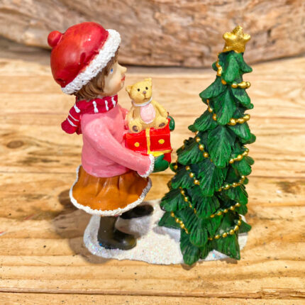 Χριστουγεννιάτικο Διακοσμητικό Κεραμικό Κοριτσάκι Αρκουδάκι Δέντρο