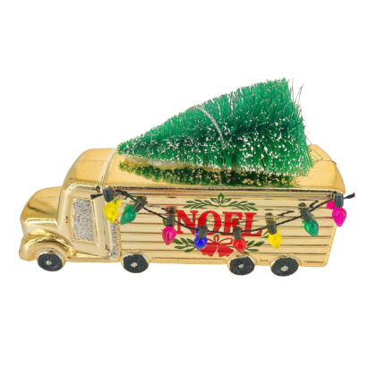 Χριστουγεννιάτικο Στολίδι Χρυσό Φορτηγό Δέντρο Πράσινο Πλαστικό 9εκ