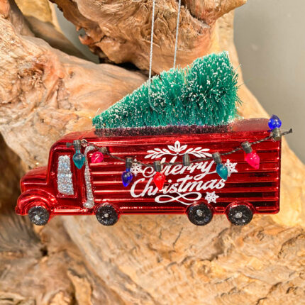Χριστουγεννιάτικο Στολίδι Φορτηγό Κόκκινο Δέντρο Πράσινο Πλαστικό 9εκ
