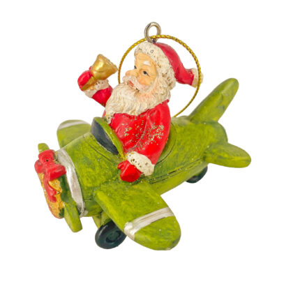 Χριστουγεννιάτικο Στολίδι Πράσινο Ελικόπτερο Άι Βασίλης 6εκ
