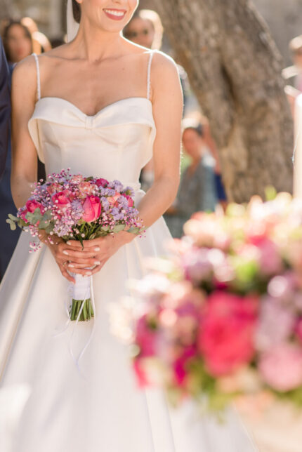 Ανθοδέσμη Γάμου με Φούξια & Λιλά Λουλούδια