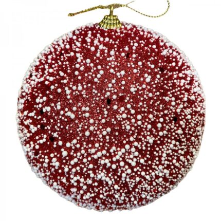 Χριστουγεννιάτικη Μπάλα Φελιζόλ Κόκκινη Χιονισμένη 15εκ