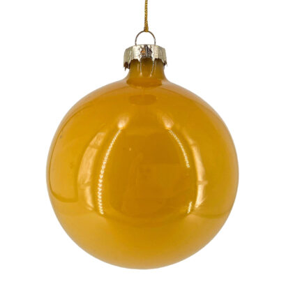 Χριστουγεννιάτικη Μπάλα Κίτρινη Γυάλινη 8εκ
