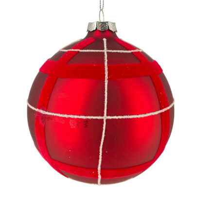 Χριστουγεννιάτικη Μπάλα Ματ Κόκκινη Βελούδινη Ρίγα 12εκ