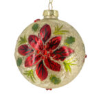 Χριστουγεννιάτικη Μπάλα Σαμπανιζέ Κόκκινο Λουλούδι Στρας 10εκ