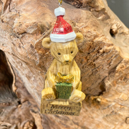 Χριστουγεννιάτικο Στολίδι Αρκουδάκι Πράσινο Δώρο Κεραμικό 10εκ